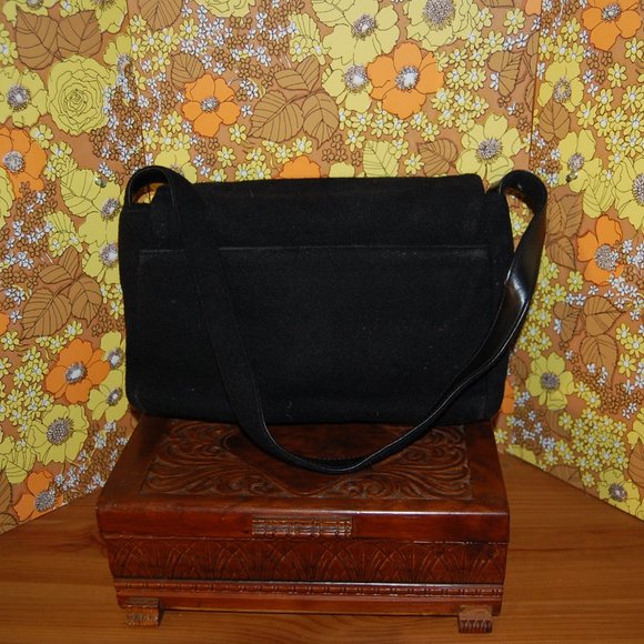 LAUREN by RALPH LAUREN Black Wool Felt medium SHOULDER BAG - Picture 2 of 5